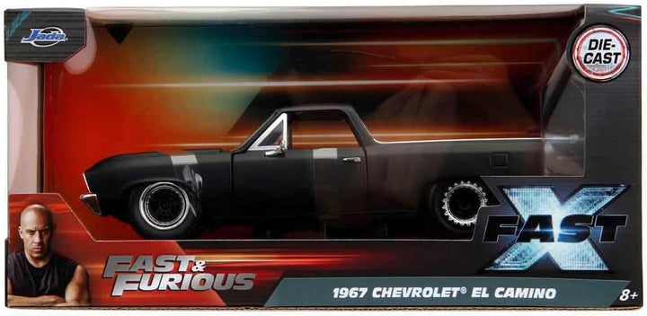 Jada Toys Fast and Furious Auto El Camino (1:24, schwarz) - Chevrolet El Camino 1967 aus dem Film Fa