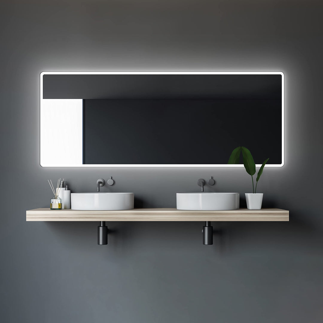 Talos Badspiegel mit Beleuchtung Moon - Badezimmerspiegel 180 x 70 cm - mit umlaufenden Raumlicht -