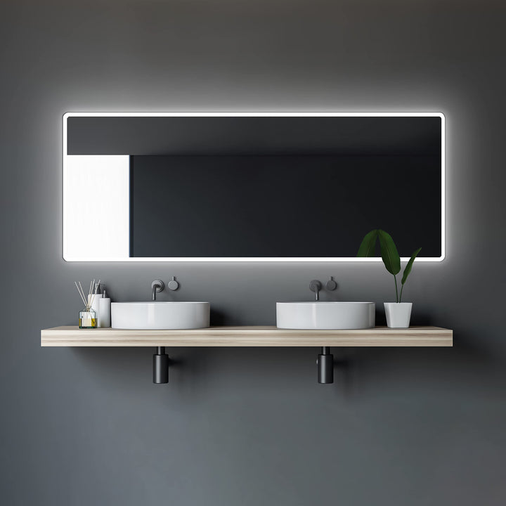 Talos Badspiegel mit Beleuchtung Moon - Badezimmerspiegel 180 x 70 cm - mit umlaufenden Raumlicht -