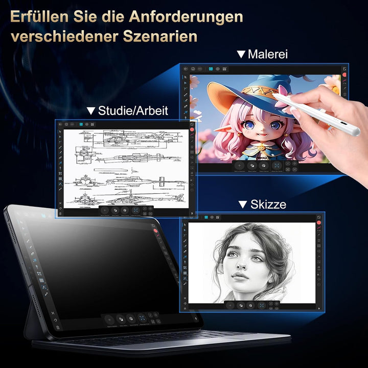 BAZO Stift für iPad Apple - 2018-2024 Pencil 2. Generation mit Schnellladeleistung Palm Rejection un