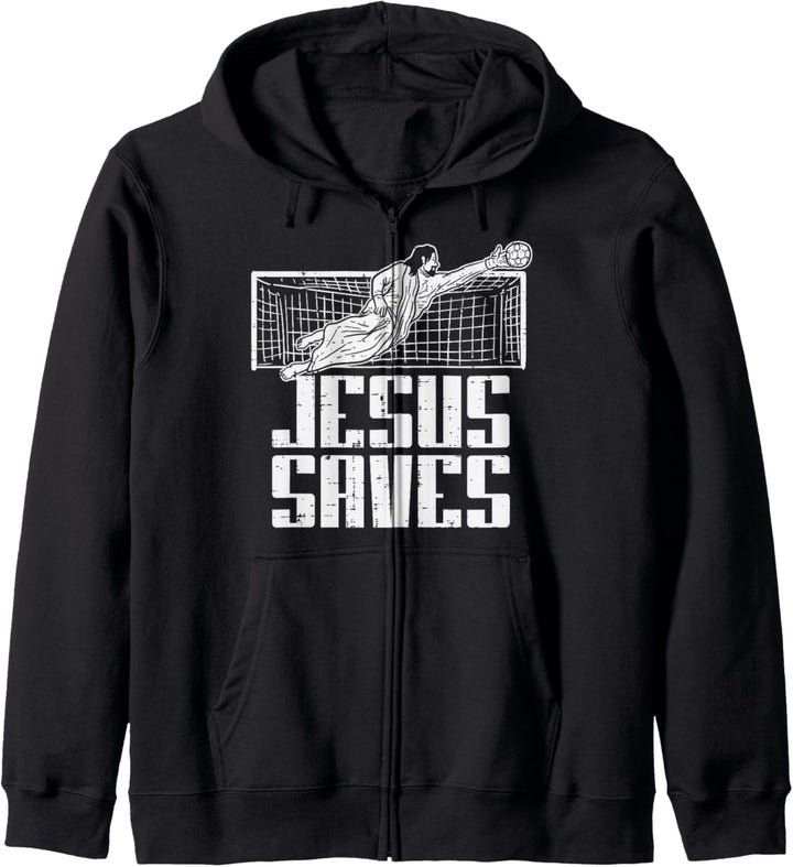 Jesus Saves Fussballtorwart Kapuzenjacke