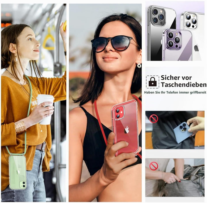 Handykette für Apple iPhone 12 Hülle mit Band und iPhone 12 Pro Hülle mit Band - Necklace Handyhülle