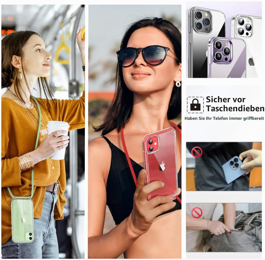 Vaykwo Handykette für Apple iPhone 12 Hülle mit Band und iPhone 12 Pro Hülle mit Band - Necklace Han