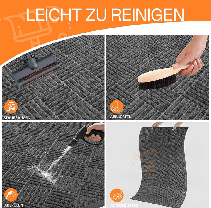 Fussmatte für Haustür innen und aussen, 60 x 180 cm Schmutzfangmatte für Eingangsbereiche, rutschfes