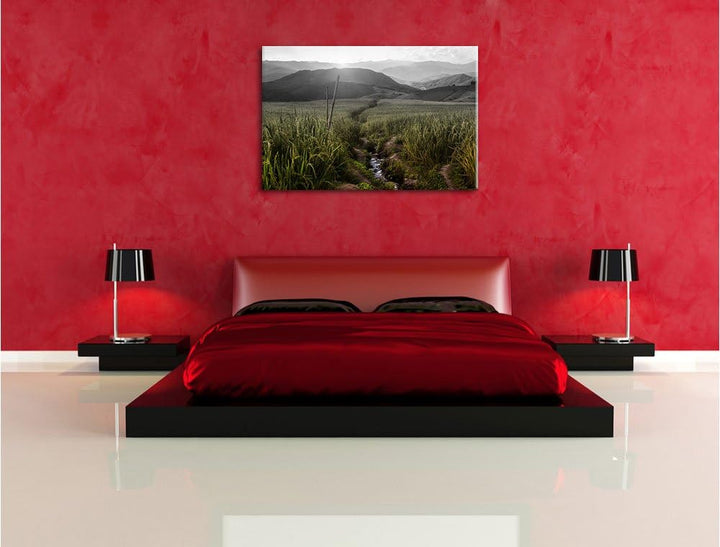 Pixxprint Reisfeld Plantage in Asien als Leinwandbild/Grösse: 100x70 cm/Wandbild/Kunstdruck/fertig b