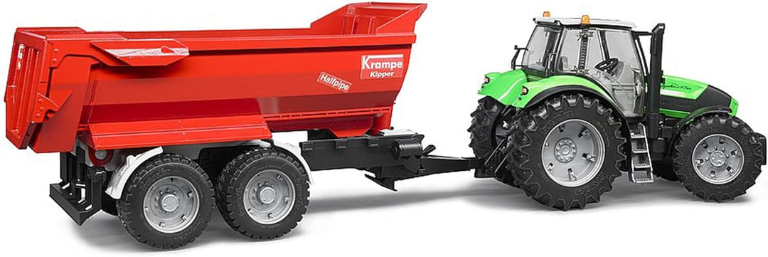bruder 02225 - Krampe Tandem-Halfpipe-Kippanhänger - 1:16 Transportanhänger Bordwandanhänger Muldenk