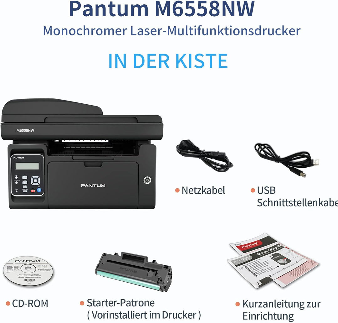 PANTUM M6558NW Multifunktions-Laserdrucker (Drucker, Scanner, Kopierer, Netzwerk, WLAN, Airprint) 3-