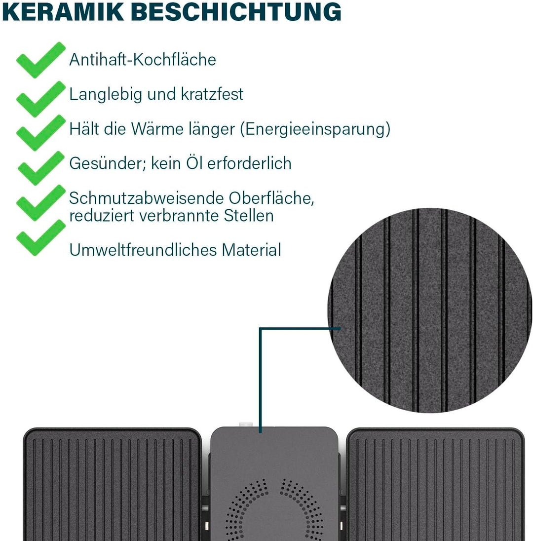 Princess Raclette Purify, 8 Personen, Integriertes Luftfiltersystem, Verstellbarer Thermostat, Spülm