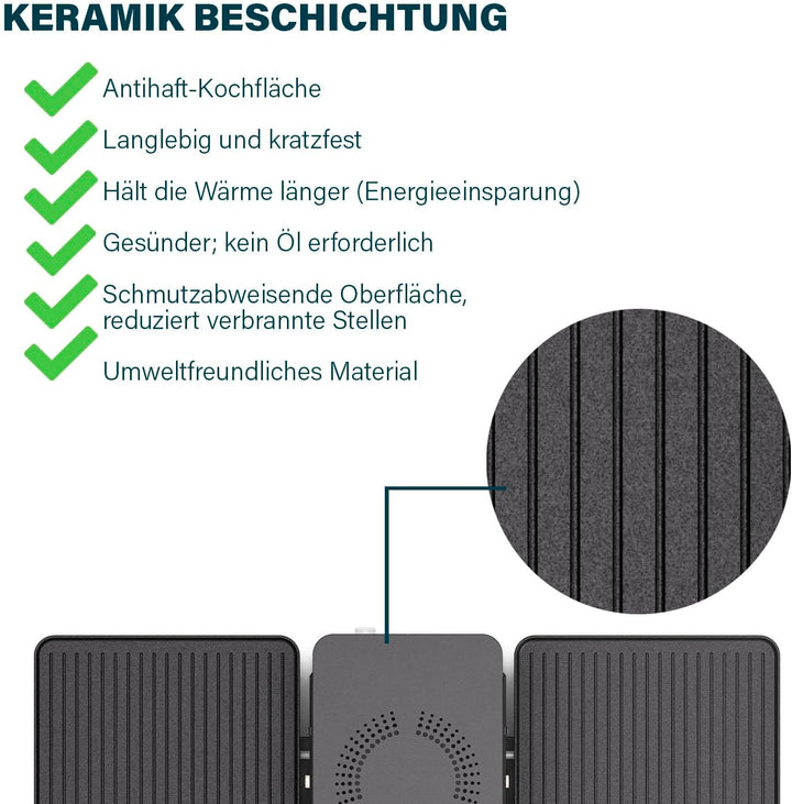 Princess Raclette Purify, 8 Personen, Integriertes Luftfiltersystem, Verstellbarer Thermostat, Spülm