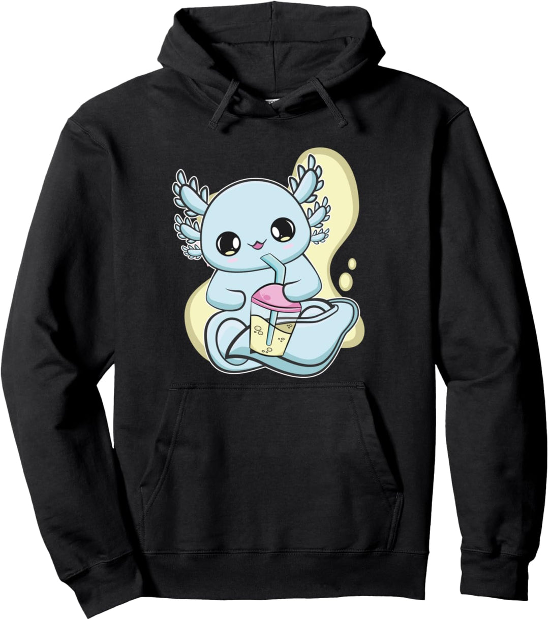 Niedliche Axolotl Trinkblasenmilch mit Boba-Perlen Pullover Hoodie