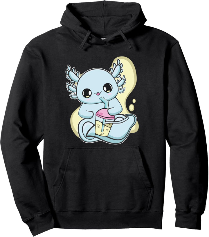 Niedliche Axolotl Trinkblasenmilch mit Boba-Perlen Pullover Hoodie