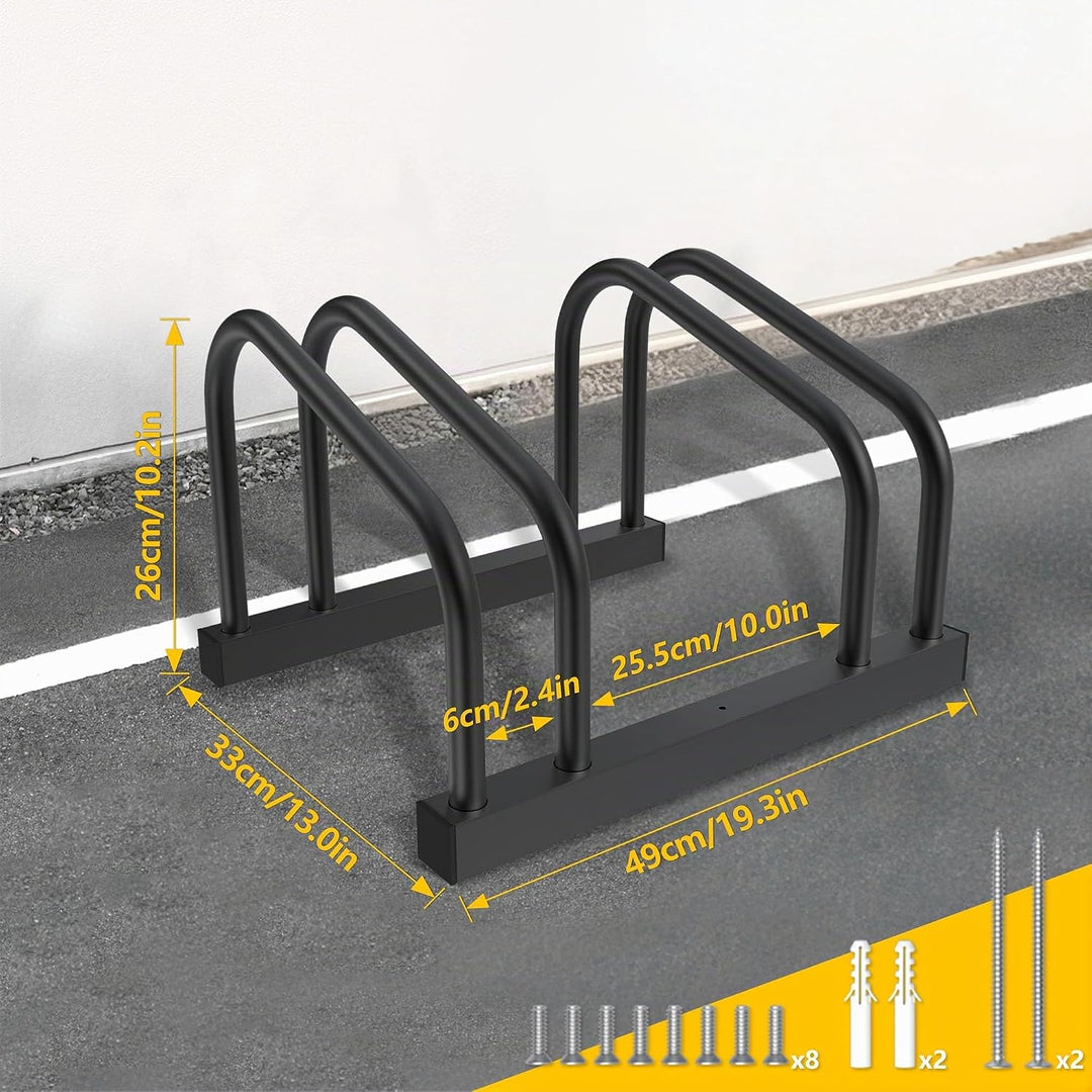 HENGMEI Fahrradständer Für 2 Fahrräder Stahl Mehrfachständer Radabstand für 30-65mm Reifenbreite Büg