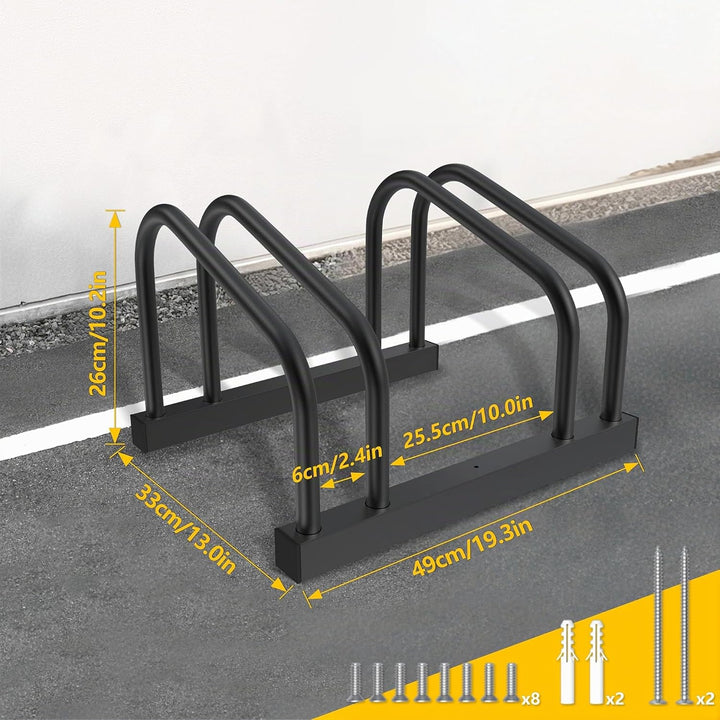 HENGMEI Fahrradständer Für 2 Fahrräder Stahl Mehrfachständer Radabstand für 30-65mm Reifenbreite Büg