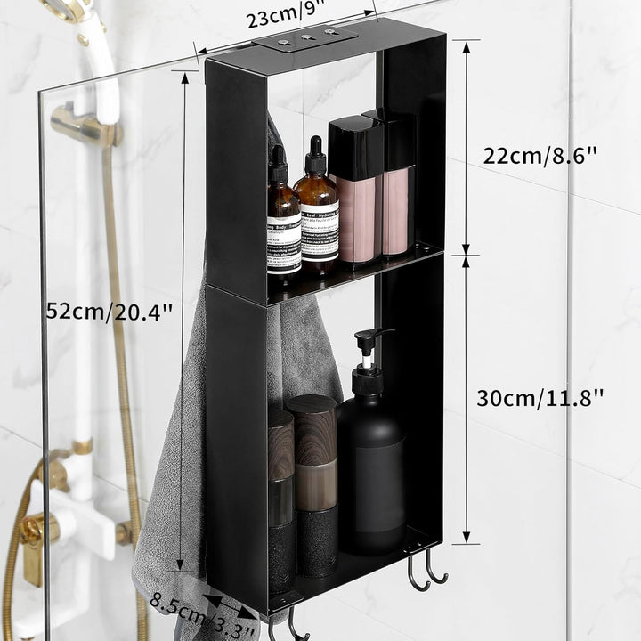 Duschablage Hängend, 52 cm Duschablage zum Hängen Edelstahl, Duschregal Ohne Bohren mit Hakens, Häng