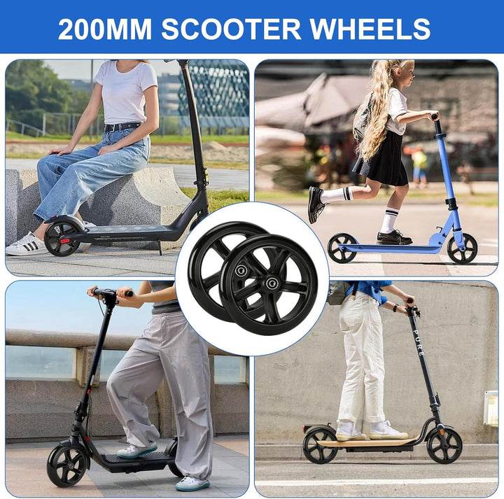 2 Stück 200mm Scooter Rollen, Stunt Scooter Ersatzräder mit ABEC-9 Lager, Härtegrad 88A, Anti-Rutsch