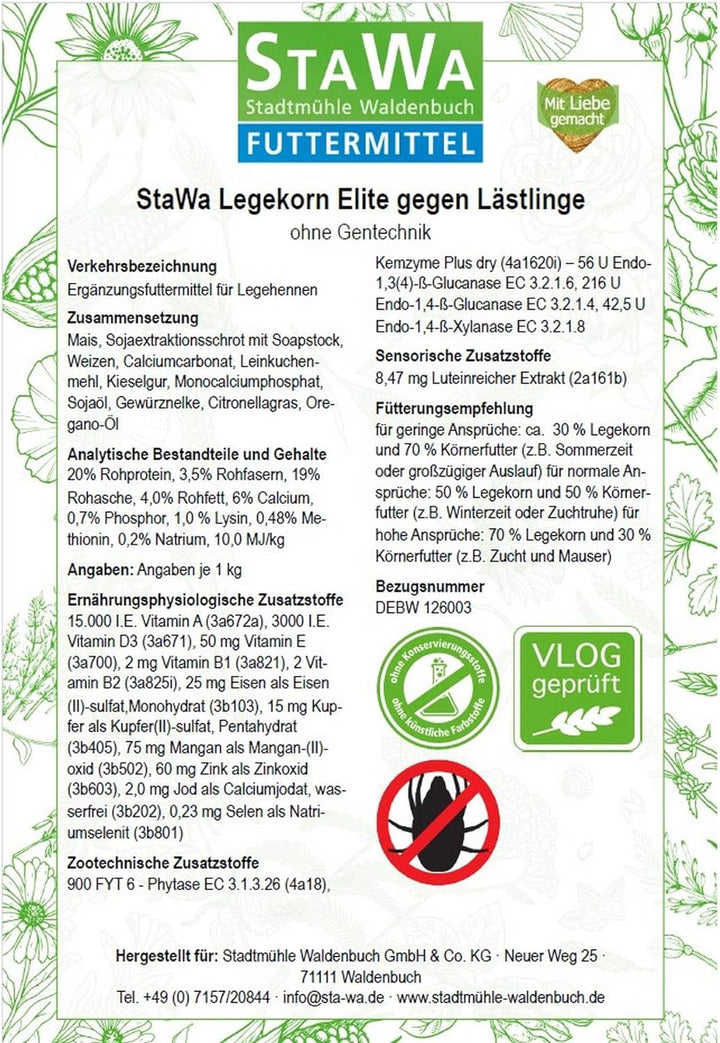 STAWA Legekorn Hühnerfutter Elite gegen Lästlinge, 25 kg, 25 kg