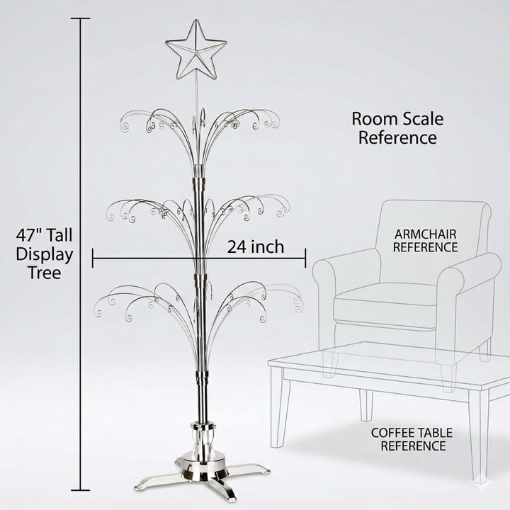 HOHIYA Metall Weihnachten Ornament Display Baum drehbarer Ständer 119,4 cm (Silber) 47"H Rotating St