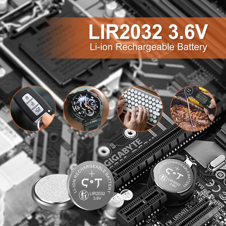 2032 Lithium-Knopfzellen-Akkuladegerät mit 8 Steckplätzen für 8 wiederaufladbare 3,6V 2032 Batterien