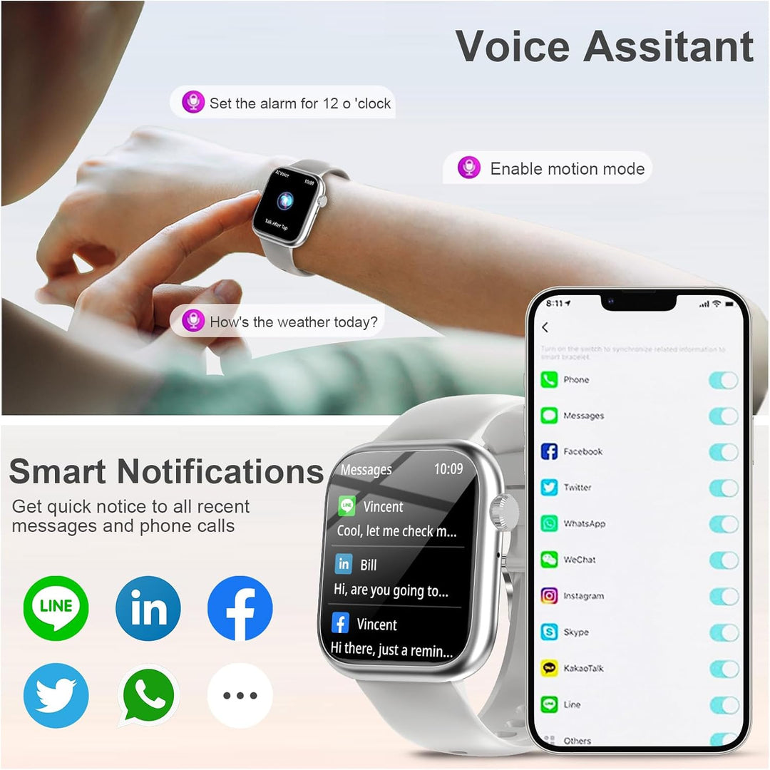 fitonyo Smartwatch Damen Herren mit Telefonfunktion,1,83" Zoll Touch Screen Smart Watch,110+ Sportmo