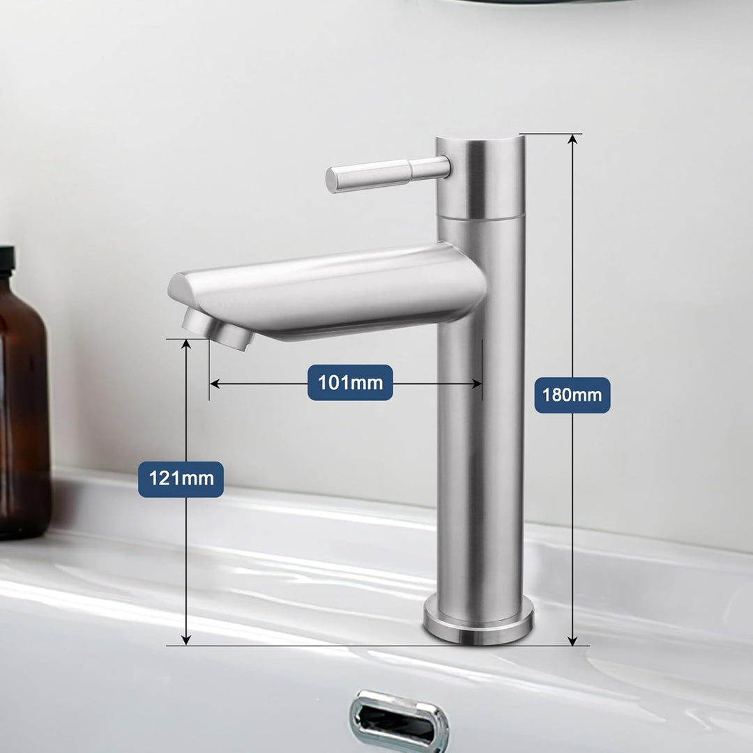 BONADE Kaltwasserhahn Gäste WC, Wasserhahn Kaltwasser für Wasserhahn Bad, Edelstahl Kaltwasserhahn m