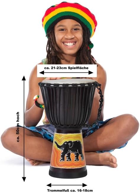 50cm Profi Djembe Trommel Bongo Drum Buschtrommel Percussion Motiv Elefant Afrika Art - (Sehr gutes