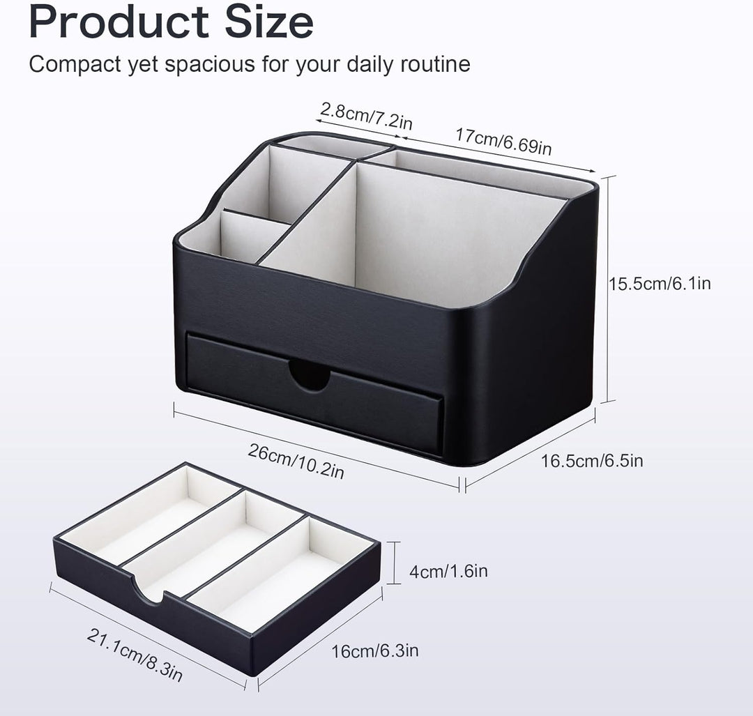 KINGFOM Make Up Kosmetik Organizer, PU Leather Schmink Organizer mit Schublade Skincare Organizer fü