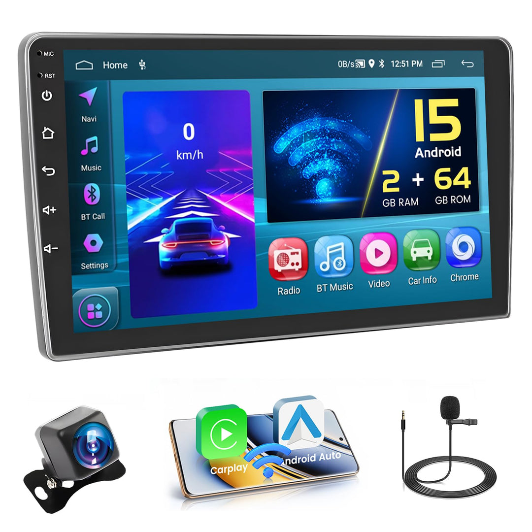 Hikity [2+64GB] Android 15 Autoradio, CarPlay Android Auto Wireless, für FIAT 500L 2012-2017 Radio,