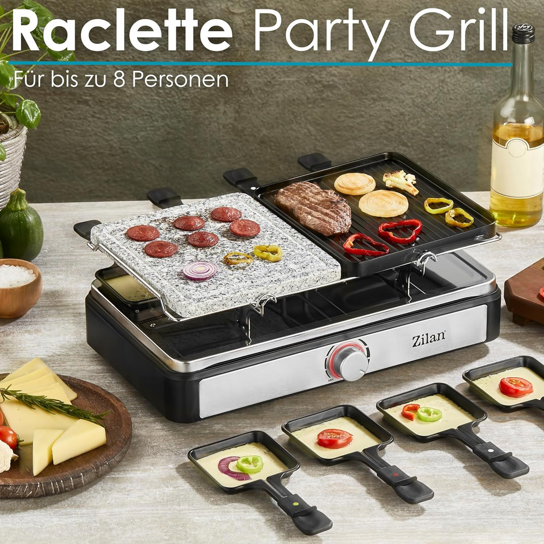 Raclette Grill | Raclette Gerät | 8 Personen | Tischgrill | Party Grill | Elektro Grill | Raclettegr