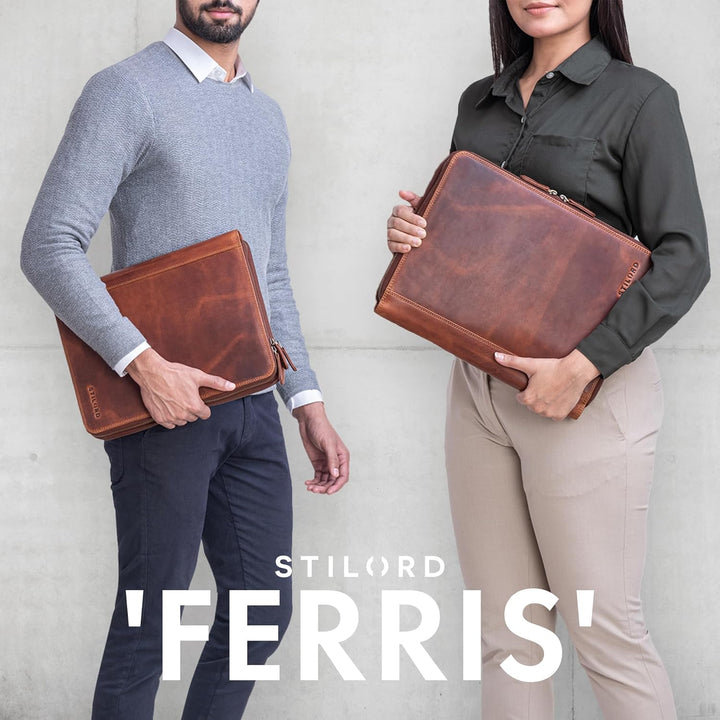 STILORD 'Ferris' Dokumentenmappe Echtleder Konferenzmappe XL für 13,3 Zoll MacBook Dokumententasche
