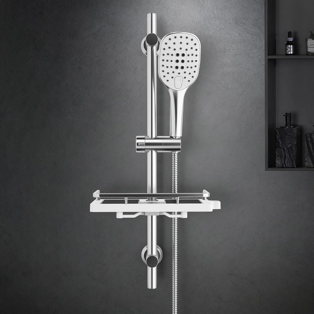 Görbach Duschset Rail Shower kit Handbrause Duschstange mit Duschkopfhalter Duschablage/Seifenschale