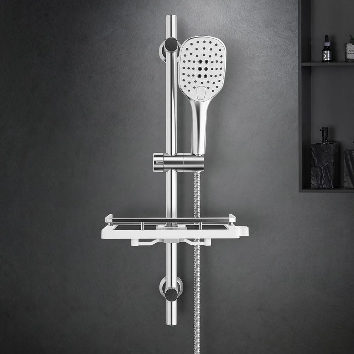 Görbach Duschset Rail Shower kit Handbrause Duschstange mit Duschkopfhalter Duschablage/Seifenschale