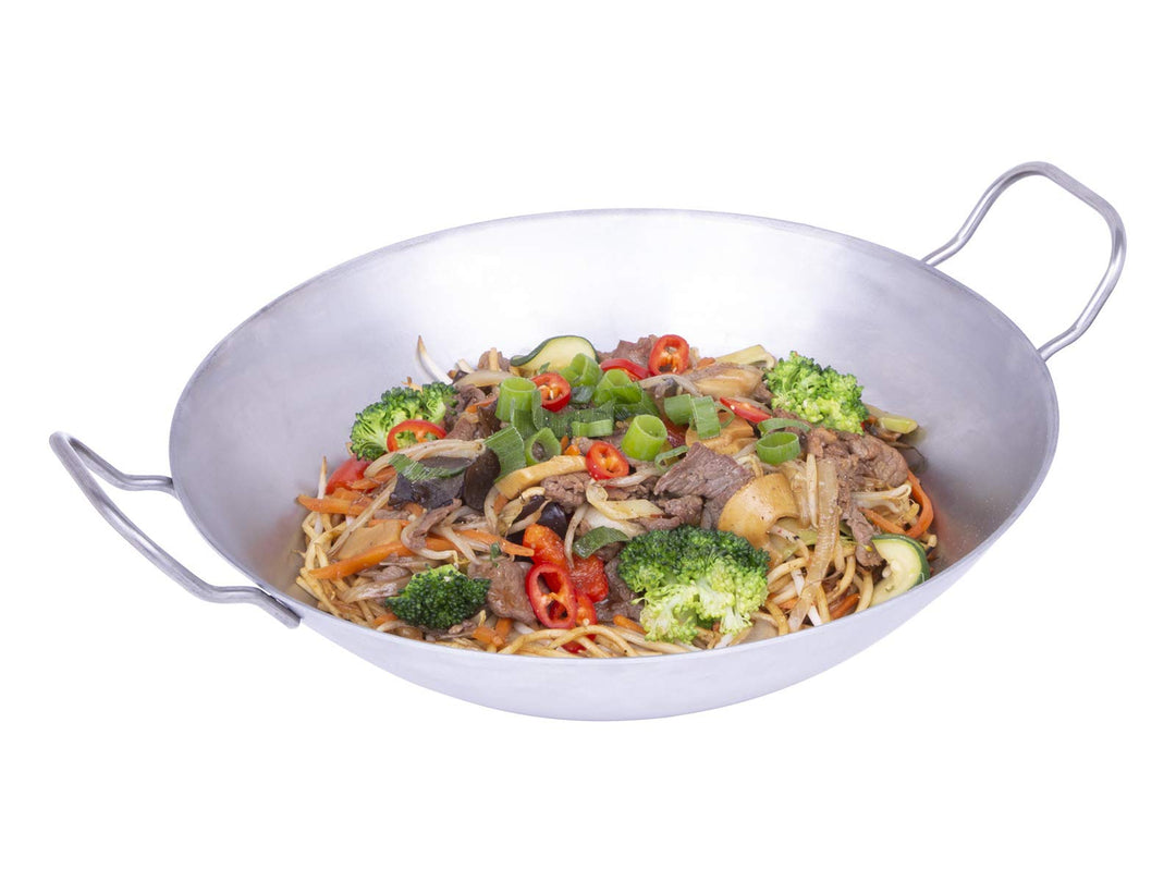 c|h|g Wok aus Eisen geschützt mit flachem Boden Hergestellt in Deutschland