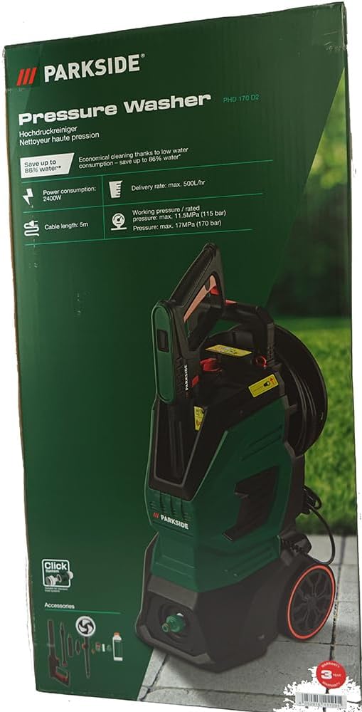 HEADNMORE® Bundle - Parkside® Hochdruckreiniger PHD grün - 2400W - 500 l/h - 170bar + HEADNMORE® Sch