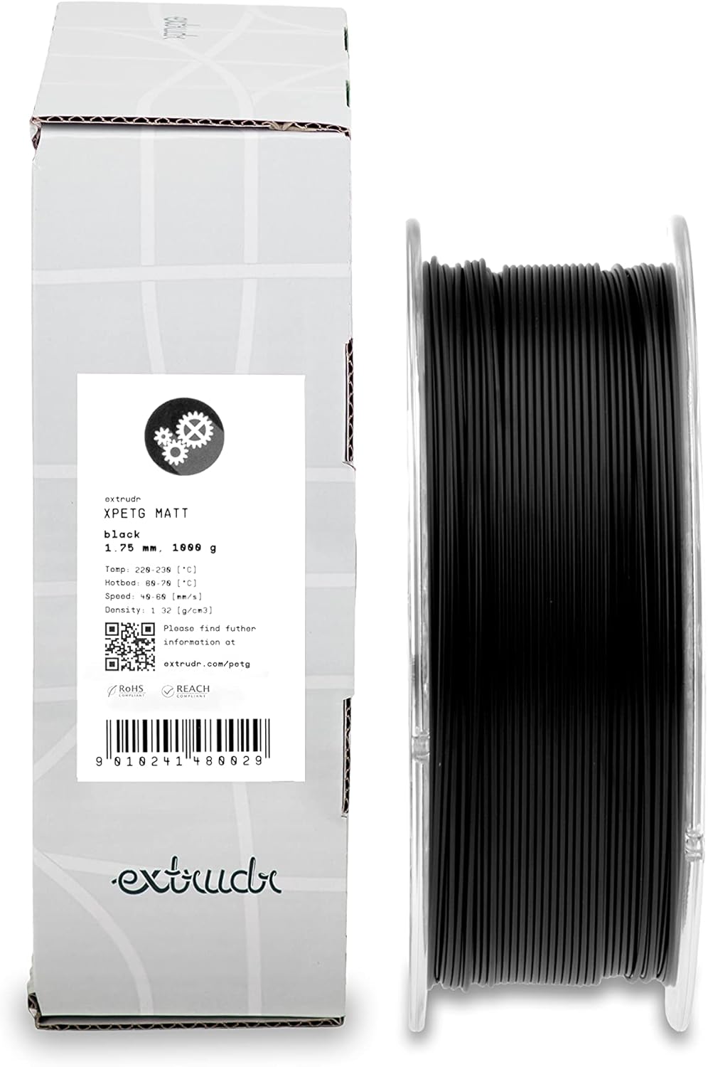extrudr® XPETG MATT ø1.75mm (1kg) 'SCHWARZ' - 3D Drucker Filament - Made in Austria - höchste Qualit