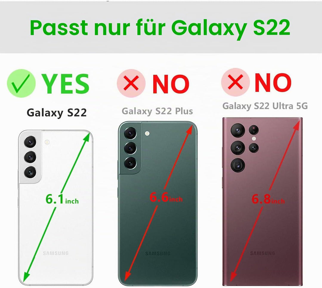 LENSUN Echtleder Hülle für Samsung Galaxy S22, Handyhülle [Echtes Leder] [Magnetverschluss] [RFID Sc
