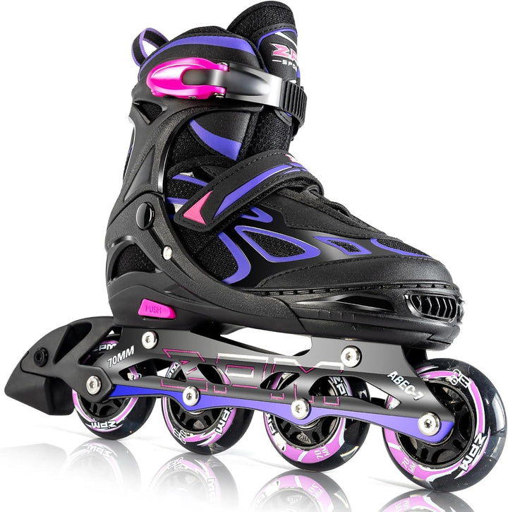 2PM SPORTS Verstellbar Inliner für Kinder, Leucht Inline Skates Rollschuhe für Damen/Herren A Violet
