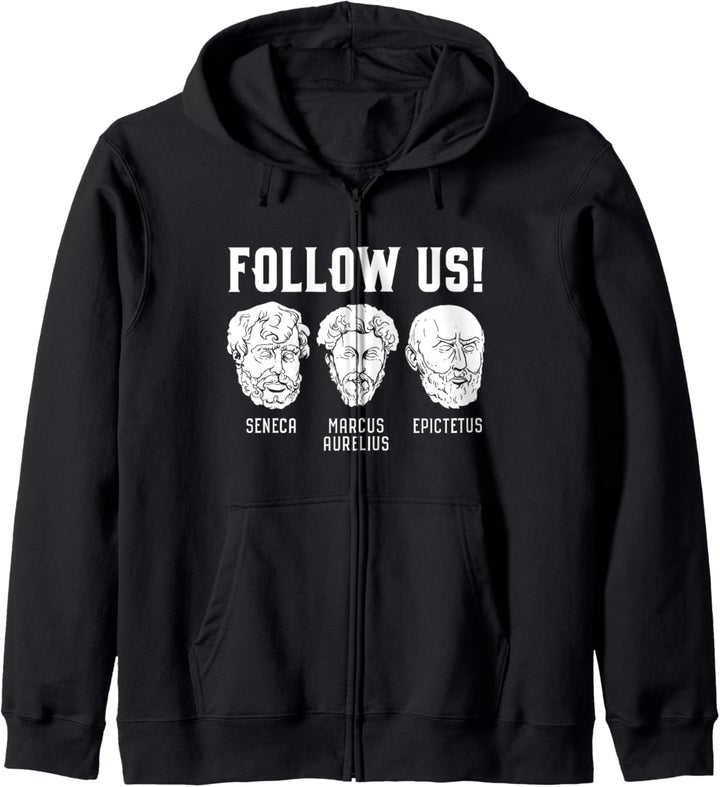 FOLLOW US Stoiker Philosophen Seneca Marcus Aurelius Epiktet Kapuzenjacke