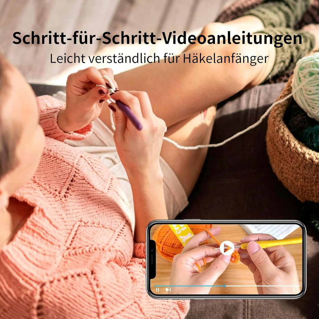 SHYSBV Häkelset für Anfänger Set- Tier Kit mit Dackel, komplettes Garn Set mit Häkelnadeln, Zubehör