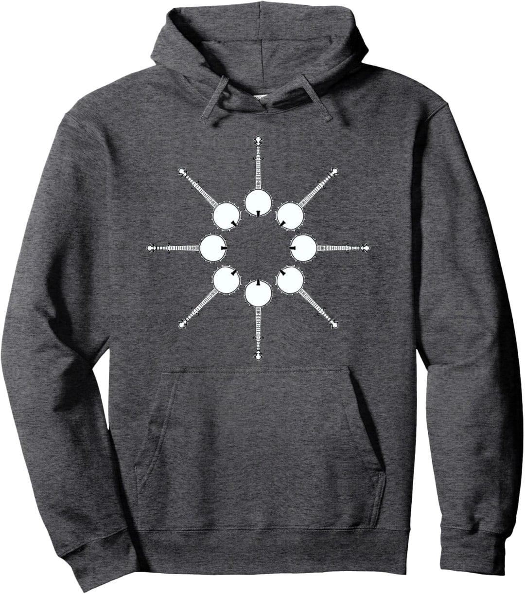 Banjo Mandala Mindfulness Folk & Bluegrass Graphic Pullover Hoodie