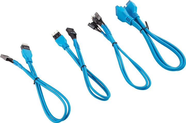 Corsair Premium Sleeved Front Panel Extension Kabel Verlängerungskit, Blau Front Panel Extension Bla