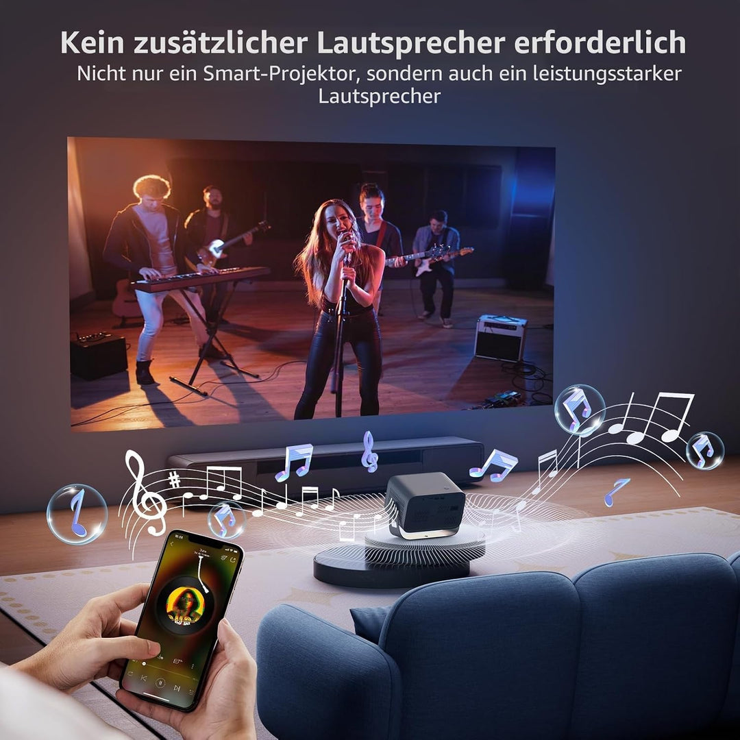Smart Mini Beamer Android 11, Unterstützt 4K 1080P, Beamer Klein Projektor Tragbarer mit WiFi 6 und