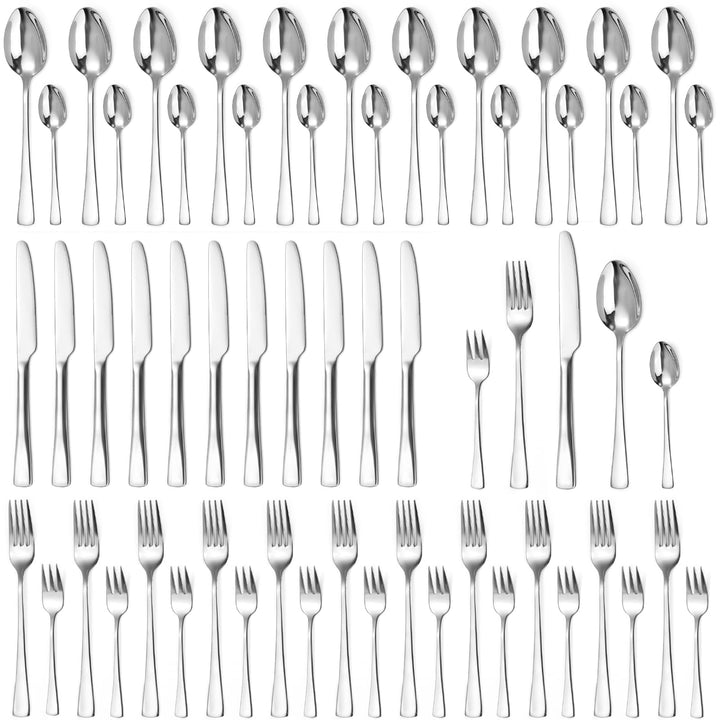 Besteckset 12 Personen,60 teilig Essbesteck Set mit Messer,Gabel,Löffel,Hochwertiges Edelstahl Spieg