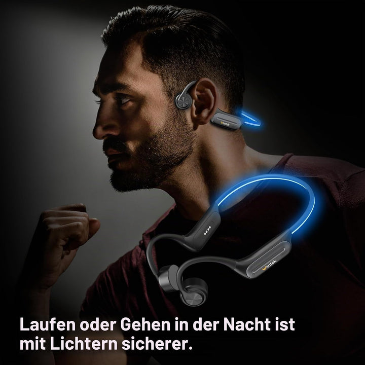 Wantek Open Ear Knochenschall Kopfhörer Bluetooth 5.3, Kabellos IP68 Wasserdicht mit Lange Akkulaufz