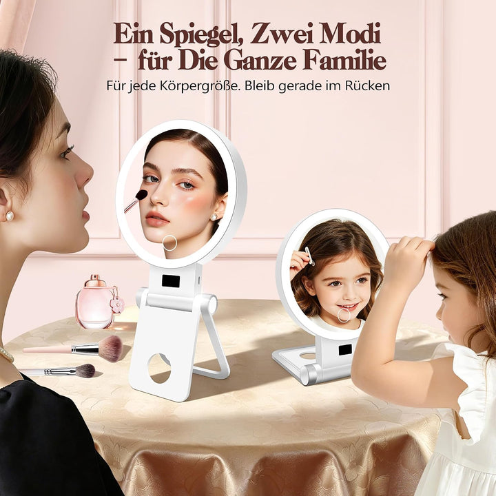 B Beauty Planet 30X/1X Kosmetikspiegel mit Beleuchtung, Digitaler Batterieanzeige, 4-in-1-Ständer, D
