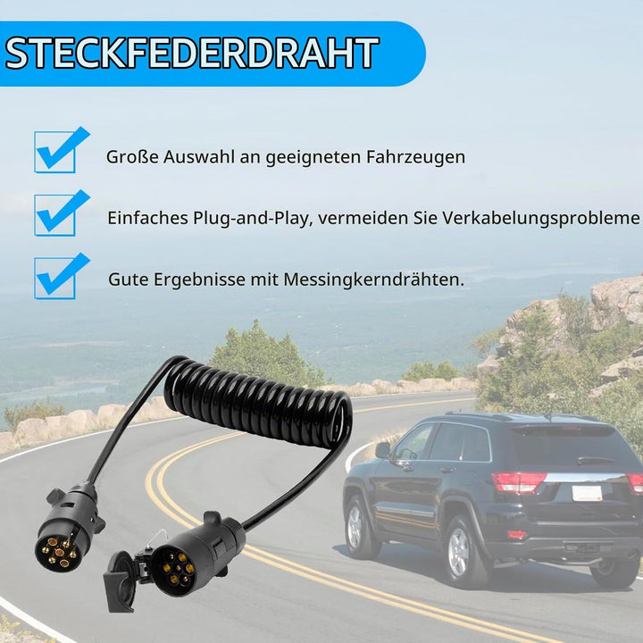 Anhänger 7 Polig Verlängerung Kabel Spiralkabel 3.0M Anhängerkabel AdapterSpiralkabel Auto Anhänger
