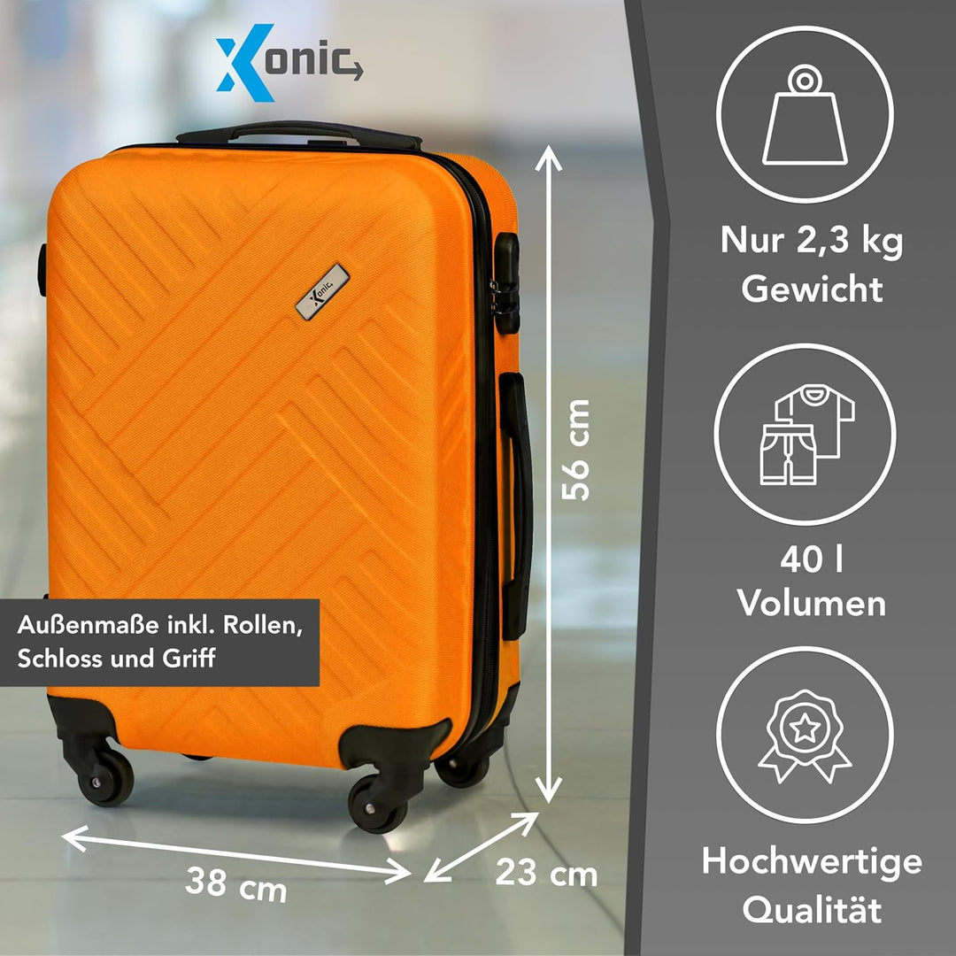 Xonic Design Reisekoffer - ABS Hartschalen Koffer mit 360° Leichtlauf-Rollen - hochwertiger Trolley