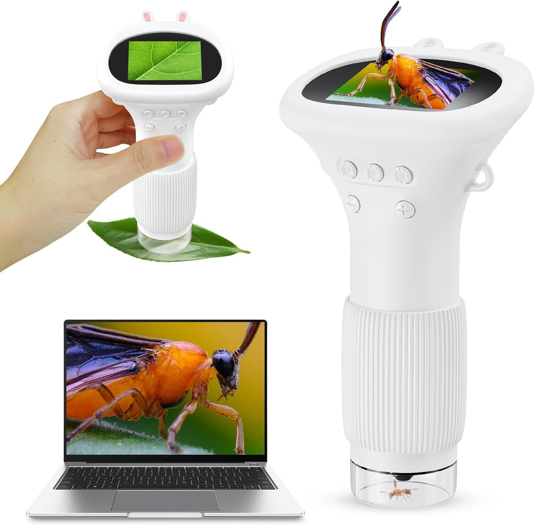 Handy-Mikroskop für Kinder, Ashfly 200X tragbares Taschenmikroskop, 2,0" IPS-Bildschirm USB Microsco