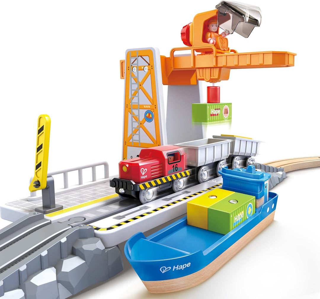 Hape Bahn- und Seefracht Set, Eisenbahn für Kinder, ab 3 Jahren