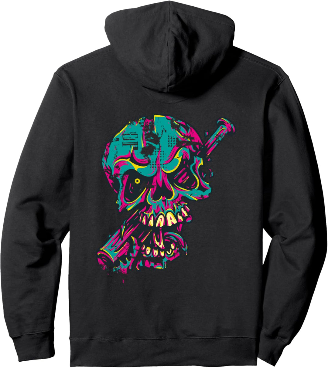 Punk Skull Face Art Pullover Hoodie