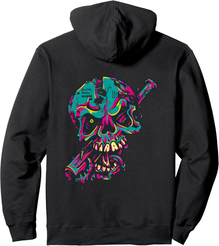 Punk Skull Face Art Pullover Hoodie